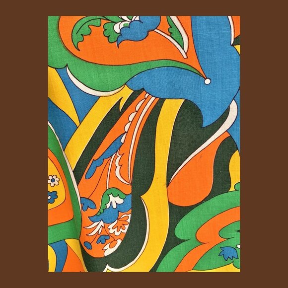 Vintage 60s 70s Psychedelic Caftan Flower Power, MD/LG. - Picture 6 of 7